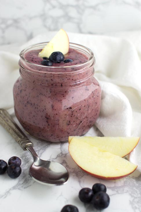 Mason Jar with Blueberry Applesauce | Thyroid Nutrition Educators
